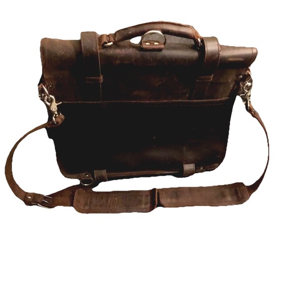 New Traveler 16" Large Classic Full Gain Leather Briefcase Backpack - Picture 2 of 9